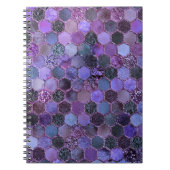 高級パープルメタルフォイルグリッターハニカムパターン ノートブック (正面)