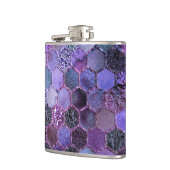 高級パープルメタルフォイルグリッターハニカムパターン フラスク (左)
