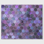高級パープルメタルフォイルグリッターハニカムパターン ラッピングペーパー (フラット)