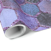 高級パープルメタルフォイルグリッターハニカムパターン ラッピングペーパー (ロールコーナー)