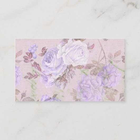 高級パープル薄紫フローラ銀ビジネスカード 名刺 (裏面)