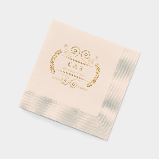 高級ビクトリアンモノグラム結婚ズ 箔ナプキン (左)