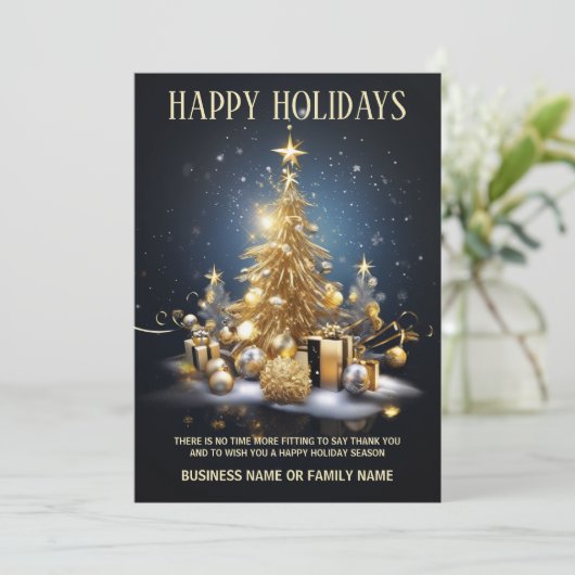 高級ビジネスのクリスマスツリーのギフトロゴの写真 シーズンカード (スタンド正面)