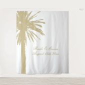 高級ビーチ結婚式パーティーの手のひらの写真の背景 タペストリー (正面)