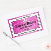 高級ピンクきらめくグリッター製品ラベルのロゴ 長方形シール (封筒)