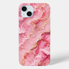 高級ピンクオーシャンマーブル ゴールドベイン入り iPhone 15 MINIケース
