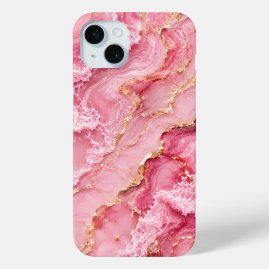 高級ピンクオーシャンマーブル ゴールドベイン入り Case-Mate iPhoneケース (裏面)