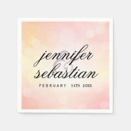 高級ピンクグリッター《写真》ぼけ味結婚ズモノグラム スタンダードカクテルナプキン