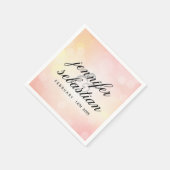 高級ピンクグリッター《写真》ぼけ味結婚ズモノグラム スタンダードカクテルナプキン (角)