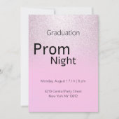 高級ピンクシルバー薄紫グラデーション卒業プロム 招待状 (正面)