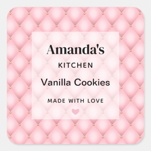 高級ピンクタフテッドダイヤモンドパターンキッチン スクエアシール (正面)
