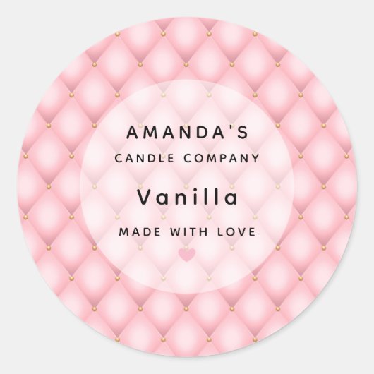 高級ピンクタフテッドダイヤモンドパターンキャンドルビジネス ラウンドシール (正面)