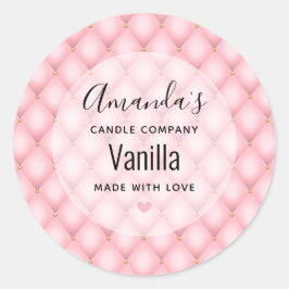 高級ピンクタフテッドダイヤモンドパターンキャンドルビジネス ラウンドシール
