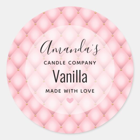 高級ピンクタフテッドダイヤモンドパターンキャンドルビジネス ラウンドシール (正面)