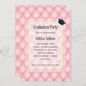 高級ピンクタフテッドダイヤモンドパターン卒業 招待状 (正面/裏面)