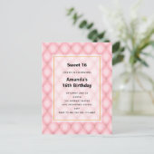 高級ピンクタフテッドダイヤモンドパターン インビテーションポストカード (スタンド正面)