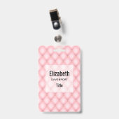 高級ピンクタフテッドダイヤモンドパターン バッジ (正面 （クリップ付）)