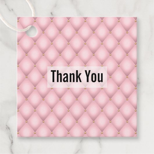 高級ピンクタフテッドダイヤモンドパターン フェイバータグ (正面)