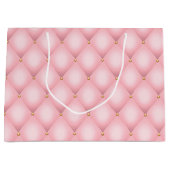 高級ピンクタフテッドダイヤモンドパターン ラージペーパーバッグ (正面)