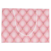 高級ピンクタフテッドダイヤモンドパターン ラージペーパーバッグ (裏面)