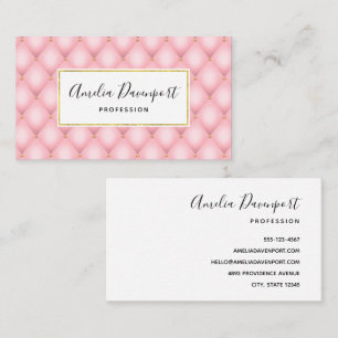 高級ピンクタフテッドダイヤモンドパターン 名刺