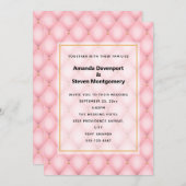 高級ピンクタフテッドダイヤモンドパタ結婚ーン 招待状 (正面/裏面)
