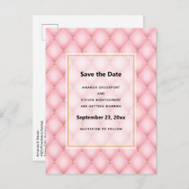 高級ピンクタフテッドダイヤモンドパタ結婚ーン 案内ポストカード