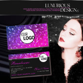 高級ピンクパープルグリッター発光スターとロゴ 名刺