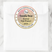 高級ピンクパープル金ゴールドグリッター製品ラベルロゴ ラウンドシール (バッグ)