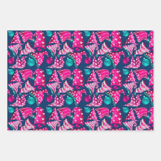 高級ピンクフェイクグリッター格言帽子クリスマス ラッピングペーパーシート (正面)