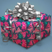 高級ピンクフェイクグリッター格言帽子クリスマス ラッピングペーパーシート