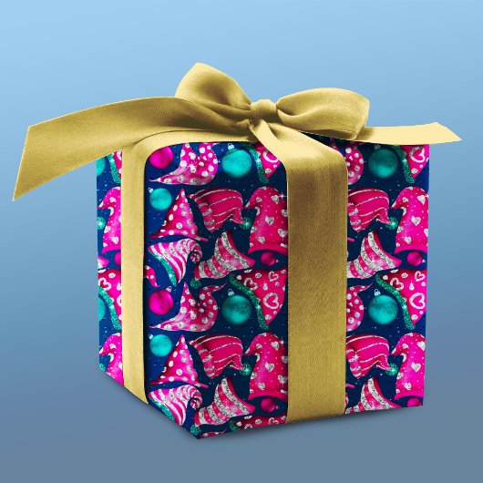 高級ピンクフェイクグリッター格言帽子クリスマス ラッピングペーパー