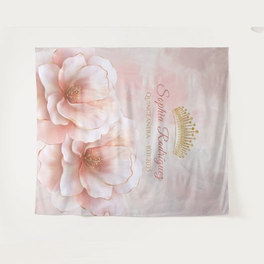 高級ピンクフローラキンセアニェラ写真背景 タペストリー (正面(横))