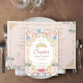 高級ピンクボウフローラキンセアニェラプログラムカード 案内状