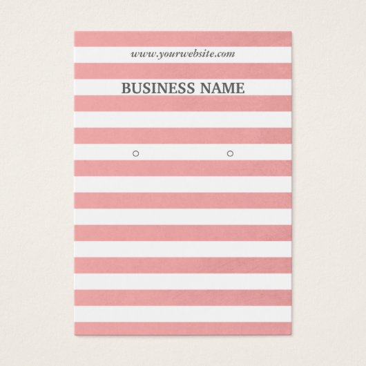 高級ピンク色のストライプイヤリングディスプレイカード (正面)