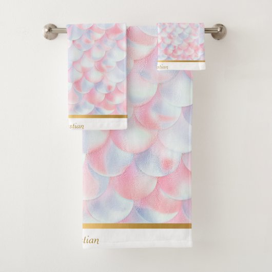高級ピンク色のマーメイドトリムタオルセット バスタオルセット (インサイチュ)