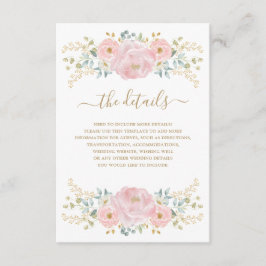 高級ピンク金ゴールド植物学フローラ結婚ズ詳細 エンクロージャーカード