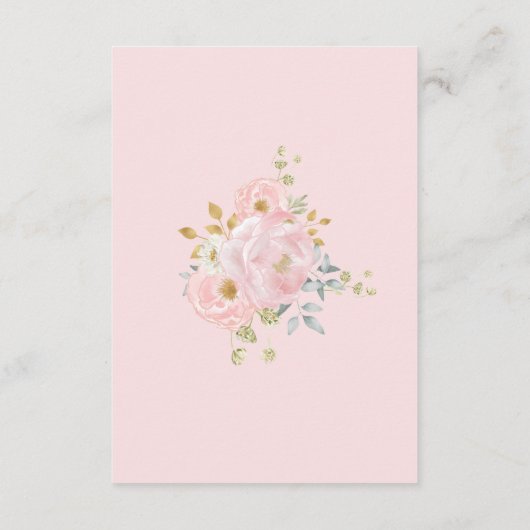 高級ピンク金ゴールド植物学フローラ結婚ズ詳細 エンクロージャーカード (裏面)