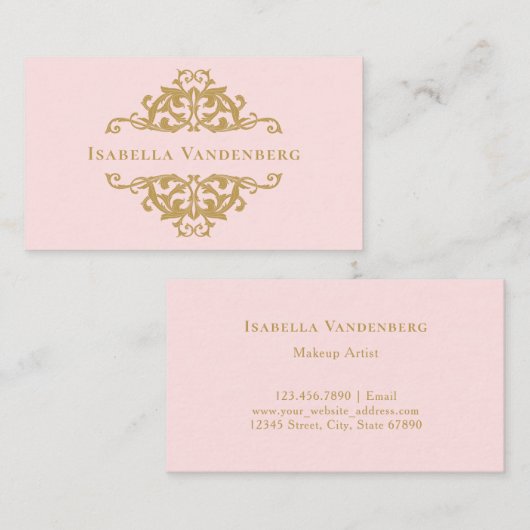 高級ピンク金ゴールド飾華美枠 名刺 (正面/裏面)