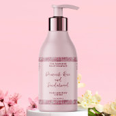 高級ピンク&ピンクグリッター化粧品ボトルラベル 長方形シール