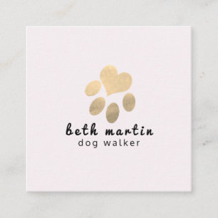 高級ピンモダンクと金ゴールドペットはペットシッターを手に スクエア名刺