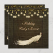 高級ピーコック·ニュートラル·クリスマス·ベビー·シャワー 招待状 (正面/裏面)