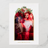 高級ファンシーイニシャルアーチフローラクリスマス 箔招待状 (裏面)