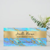 高級フェイクオパール石金ゴールドギフト証明書カード 招待状 (スタンド正面)