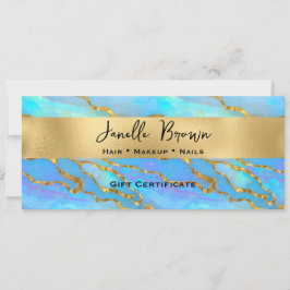 高級フェイクオパール石金ゴールドギフト証明書カード 招待状