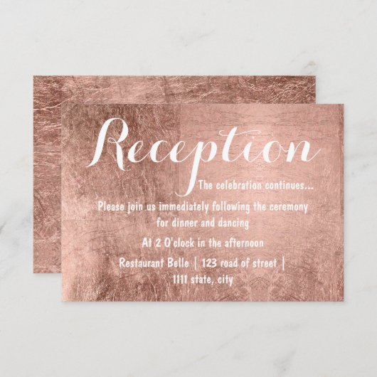 高級フェイクバラ金ゴールドリーフウェディングレセプション エンクロージャーカード (正面/裏面)