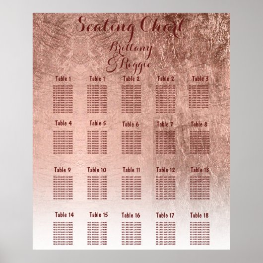 高級フェイクバラ金ゴールドリーフテーブルの座席表18 ポスター (正面)