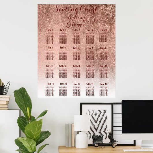 高級フェイクバラ金ゴールドリーフテーブルの座席表18 ポスター (ホームオフィス)