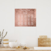 高級フェイクバラ金ゴールドリーフテーブルの座席表 ポスター (キッチン)