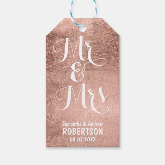 高級フェイクバラ金ゴールドリーフ結婚サンキュー ギフトタグ (正面)